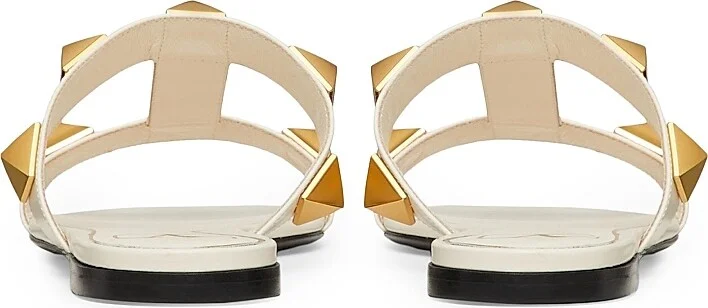 Flat Roman Stud Calfskin Slide Sandals - Rose Cannelle - Size 6 - Image 8