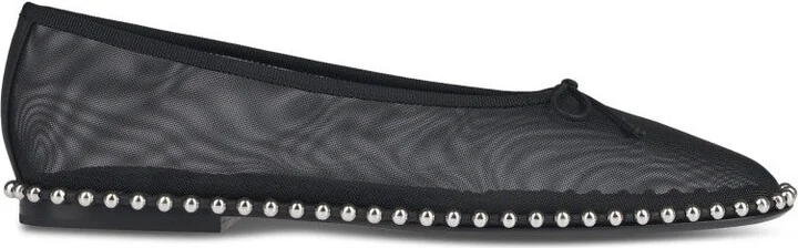 Flat Shoes With Metallic Ball Chain Trim