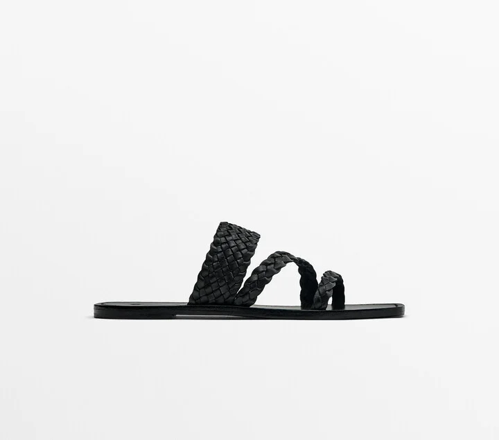 Flat Slider Sandals With Woven Straps - Image 2