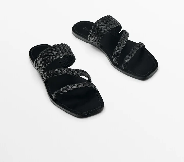 Flat Slider Sandals With Woven Straps - Image 3