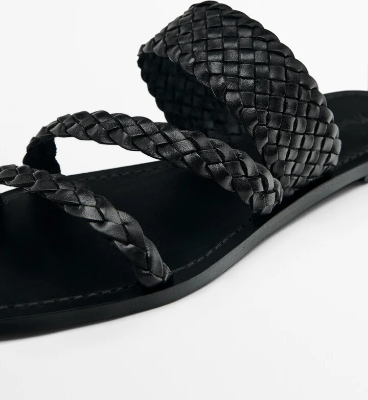 Flat Slider Sandals With Woven Straps - Image 4