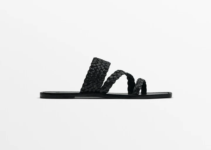 Flat Slider Sandals With Woven Straps