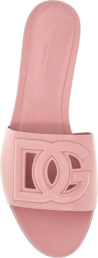 Flat Slipper In Pink Calfskin With Embossed Dg Logo - Image 2