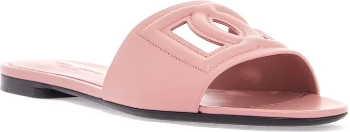 Flat Slipper In Pink Calfskin With Embossed Dg Logo - Image 4