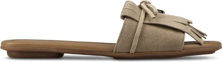 Flat Sole Sandals With Wide Tassel-Adorned Strap