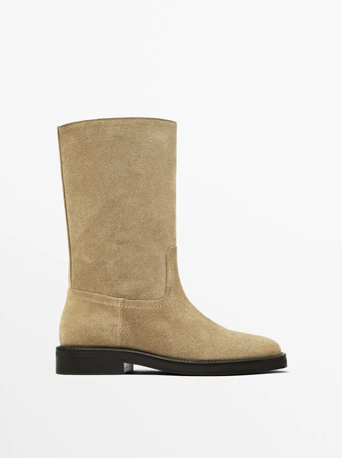 Flat Split Suede Ankle Boots