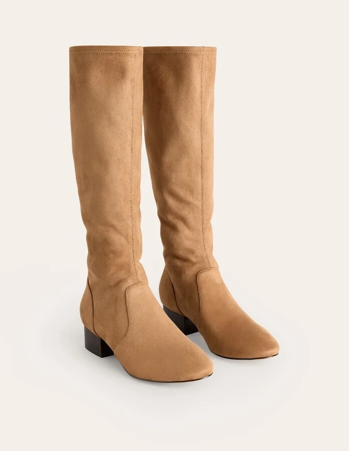 Flat Stretch Knee Boots, Acorn - Image 2