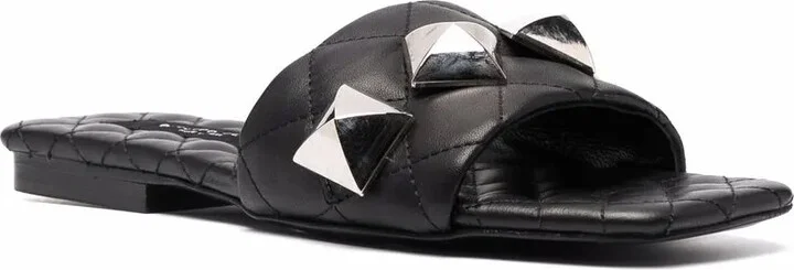 Flat Studded Matelassè Sandals - Image 2