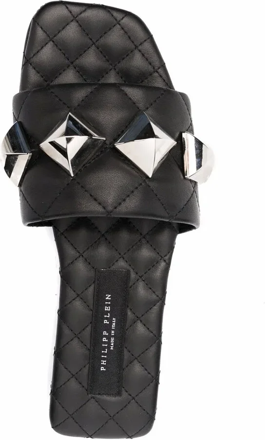 Flat Studded Matelassè Sandals - Image 4