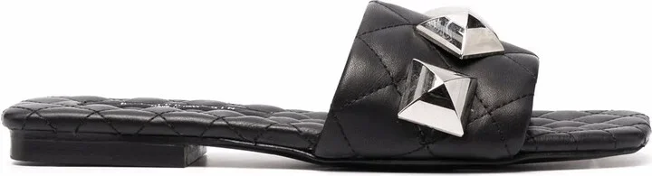 Flat Studded Matelassè Sandals