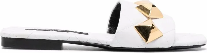 Flat Studded Matelassè Sandals
