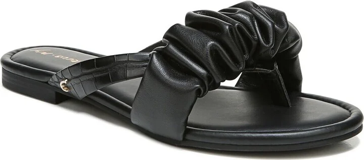 Flat Womens US 7.5 Black Cyra Ruffled Slide Sandals KHD714