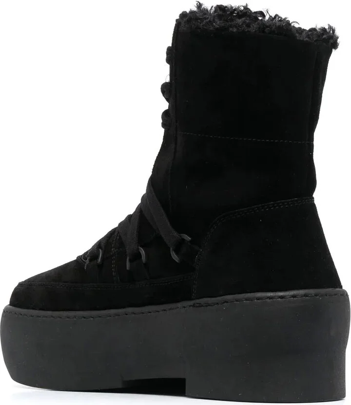 Flatform Lace-Up Suede Boots - Image 3
