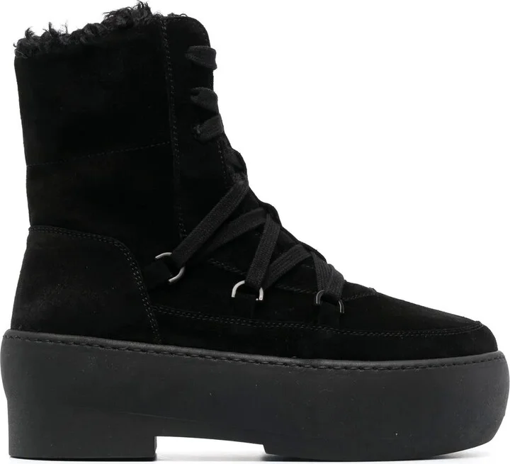 Flatform Lace-Up Suede Boots