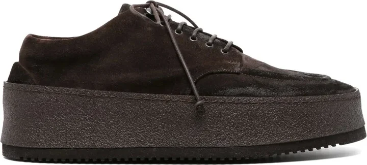 Flatform Lace-Up Suede Derby Shoes