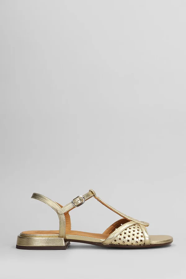 Flats In Gold Leather