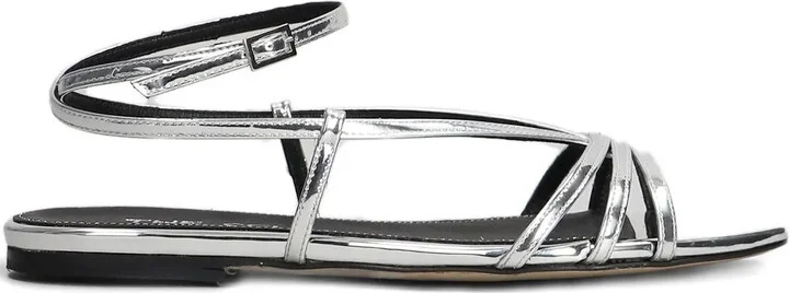 Flats in silver leather