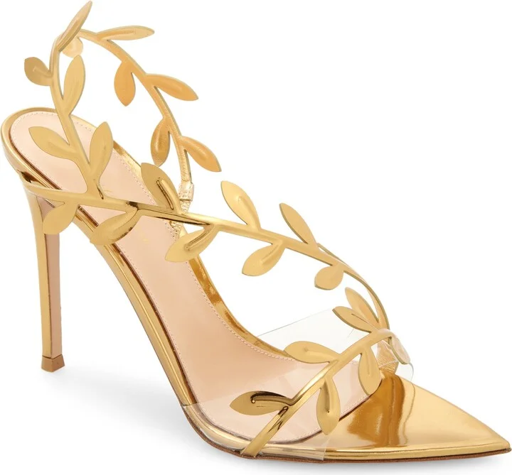Flavia Leaf Pointed Toe Asymmetric Slingback Sandal
