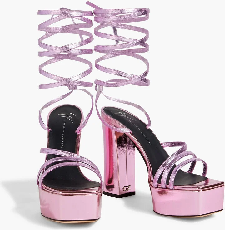 Flavienne mirrored-leather platform sandals - Image 2