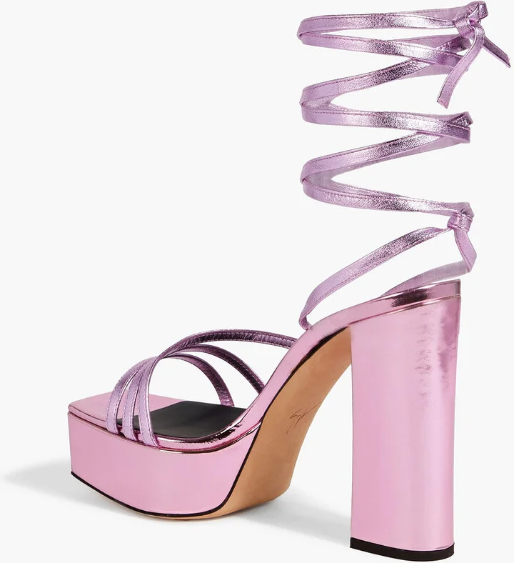 Flavienne mirrored-leather platform sandals - Image 3
