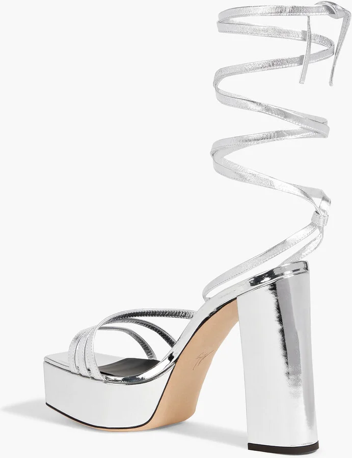 Flavienne mirrored-leather platform sandals - Image 9
