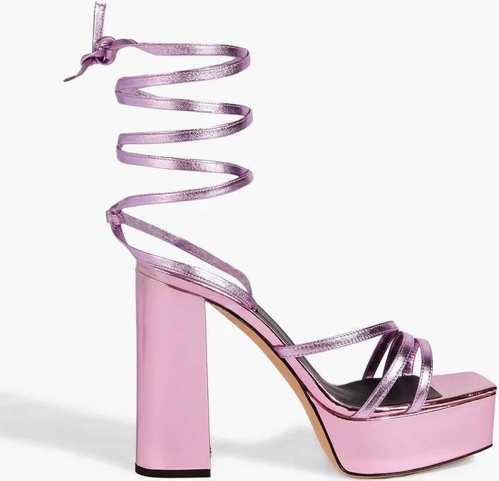 Flavienne mirrored-leather platform sandals