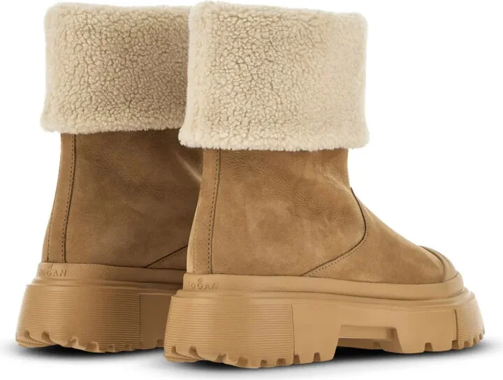 Fleece-Trim Leather Ankle Boots - Image 3