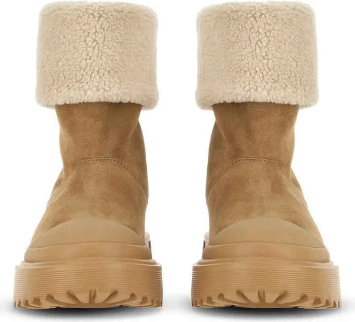 Fleece-Trim Leather Ankle Boots - Image 5
