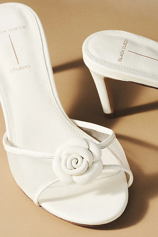 Fleur Mesh Rosette Mule Heels - Image 4