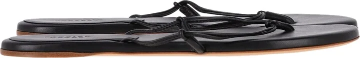 Flip Flop Sandals in Black Leather