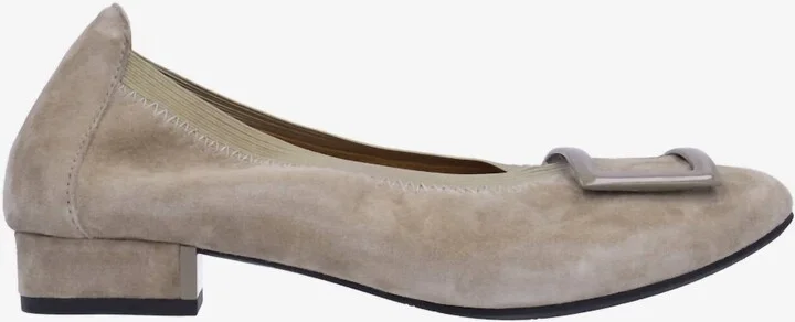 Floella Buckle Pump In Dark Taupe Kid Suede