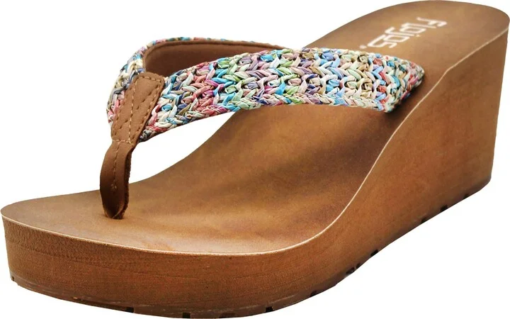 FLOJOS Women's Flip Flop Wedge Sandal