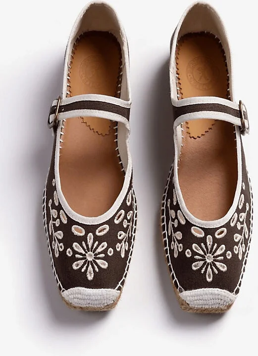 Flora Broderie Espadrille Mary Jane Flats - Image 2