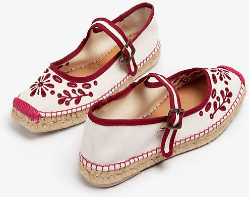Flora Broderie Espadrille Mary Jane Flats - Image 2