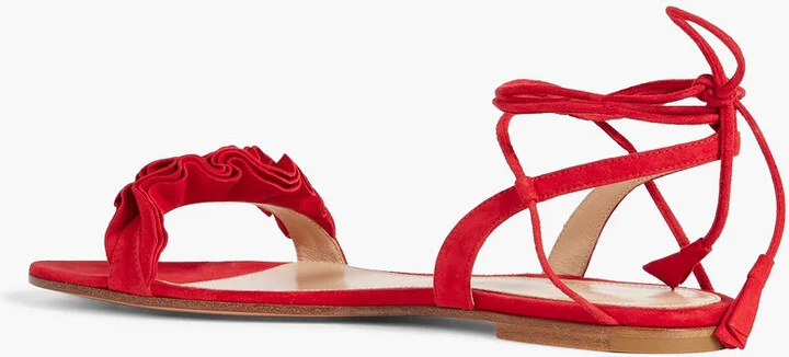 Flora ruffled suede sandals - Image 3