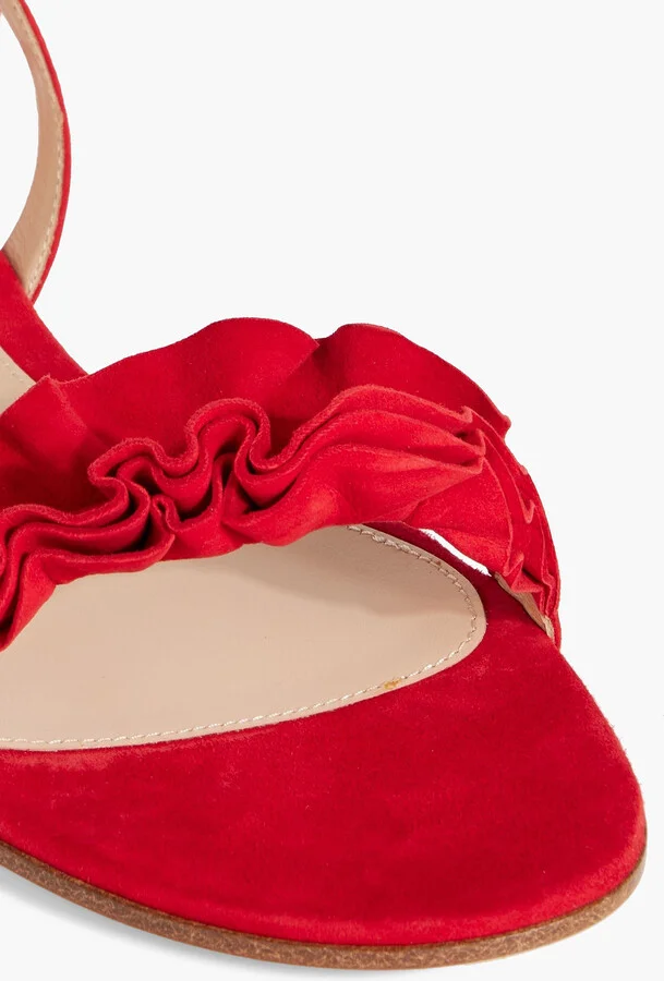 Flora ruffled suede sandals - Image 4