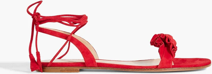 Flora ruffled suede sandals