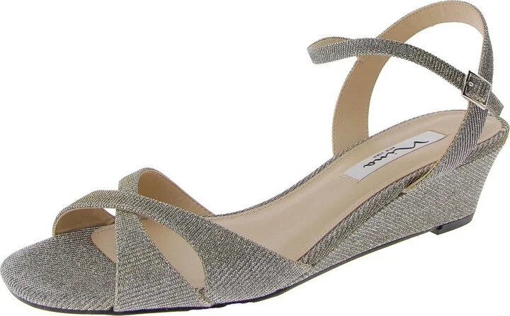 Flora Womens Buckle Slip On Wedge Sandals