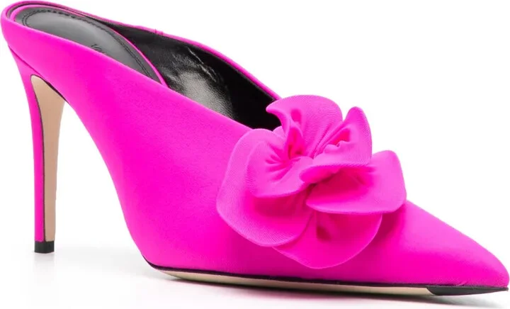 Floral-Applique Detail 100mm Mules - Image 2