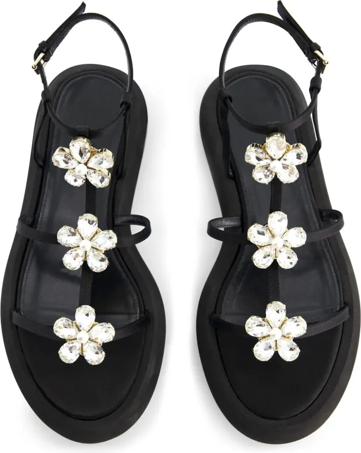 Floral-Appliqué Flatform Sandals - Image 4