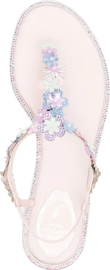 Floral-Appliqué Leather Sandals - Image 4