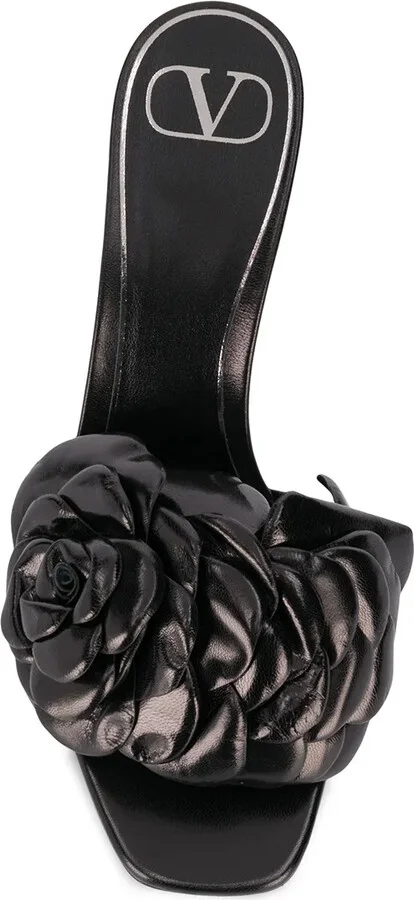 Floral Appliqué Leather Sandals - Image 4