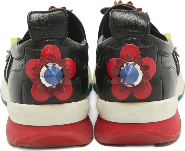 Floral-Appliqué Leather Sneakers - Image 4