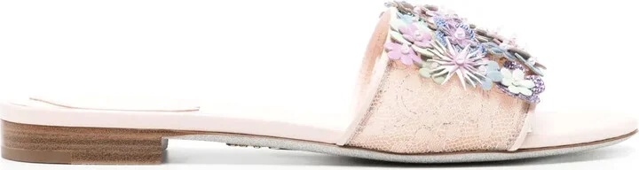 Floral-Appliqué Sandals