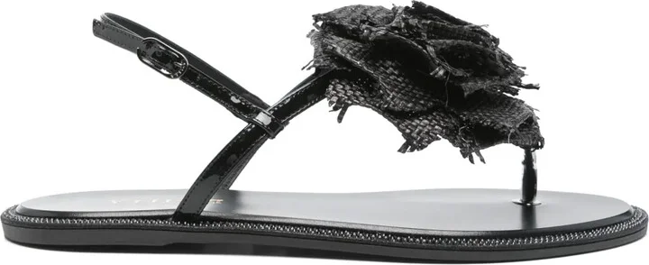 Floral-Appliqué Sandals