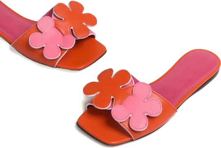 Floral-Applique Slide Sandals - Image 4