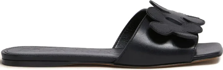 Floral-Appliqué Slide Sandals