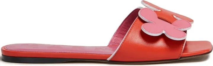Floral-Applique Slide Sandals