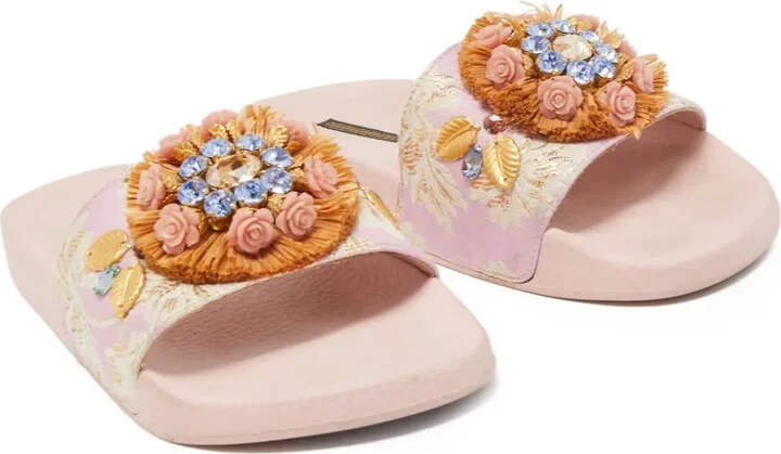 Floral-Appliqué Slides - Image 2