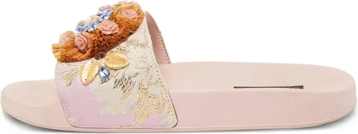 Floral-Appliqué Slides
